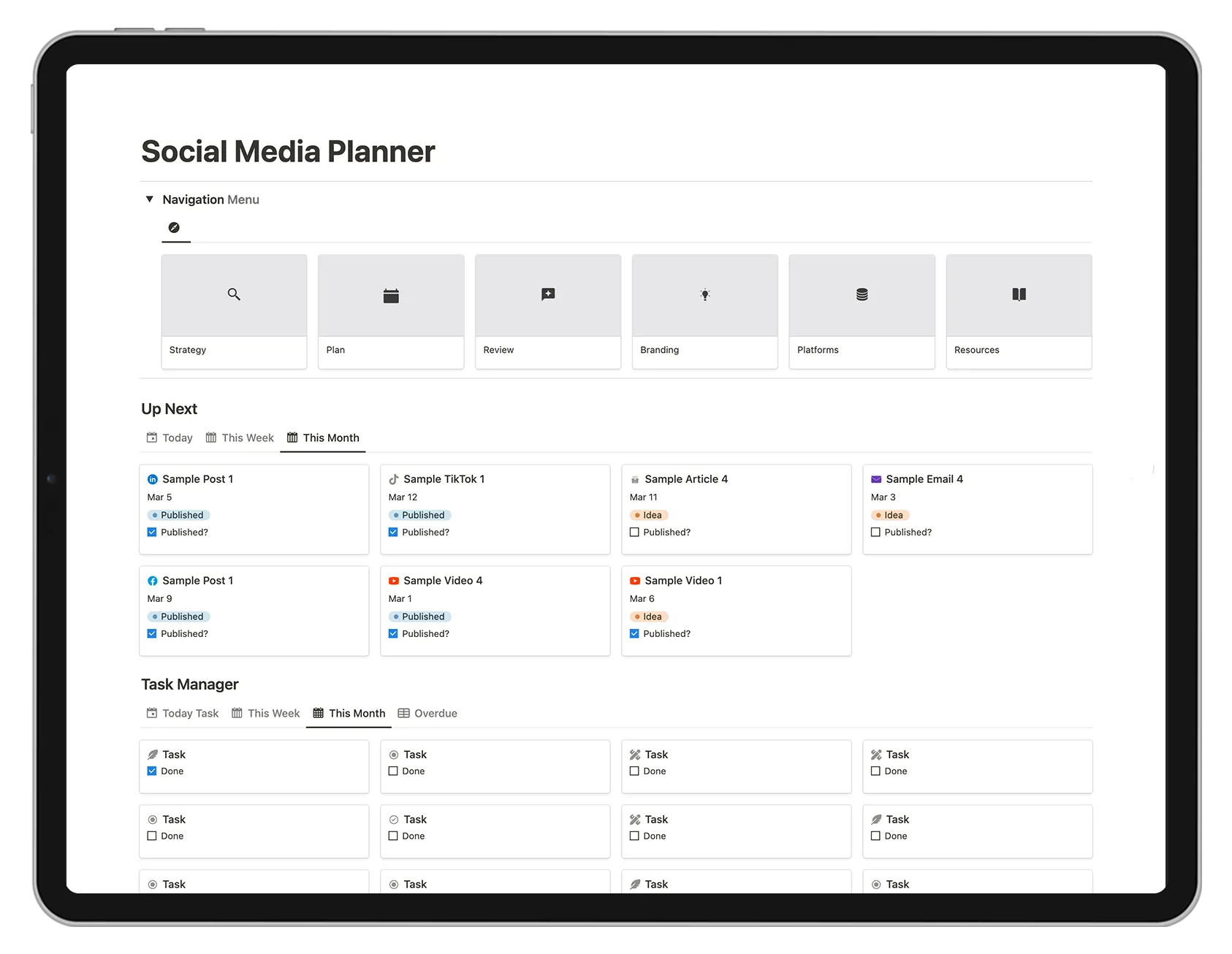 Social Media Planner Premium Notion Template